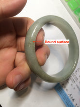 Load image into Gallery viewer, 52.5 mm Certified Type A 100% Natural light green/gray Jadeite Jade oval bangle AZ70-0363
