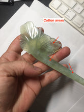 Load image into Gallery viewer, 16cm 100% Natural light green Xiu Jade Serpentine vantage carved lily hairpin AW23