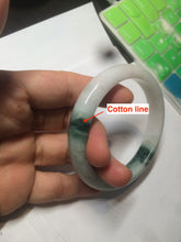 Load image into Gallery viewer, 58.8mm certified 100% Natural green/white with green floating flowers Jadeite Jade bangle AZ37-4365