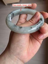 Load image into Gallery viewer, 56mm certificated Type A 100% Natural icy watery light green/white with dark green floating flowers chinese ink painting Jadeite Jade bangle PB124-7427