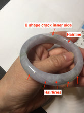 Load image into Gallery viewer, 55.4mm certified Type A 100% Natural icy watery green/purple Jadeite Jade bangle AU16-0853