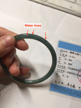 Load image into Gallery viewer, 59.3mm Certified Type A 100% Natural dark green/blue/gray Guatemala slim round cut Jadeite bangle BP191-2432