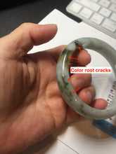 Load image into Gallery viewer, 57.5mm certified Type A 100% Natural dark green/brown/yellow Jadeite Jade bangle D142-4073