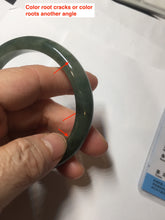 Load image into Gallery viewer, 57.5mm Certified Type A 100% Natural oily dark green(老油青)/gray Jadeite bangle BG228-0397