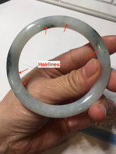 Load image into Gallery viewer, 57.5mm Certified Type A 100% Natural icy watery light green with green floating flowers round cut Jadeite Jade bangle AM95-2726