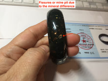 Load image into Gallery viewer, 57.5mm 100% Natural dark green/black meteorite Stellar Night sky broad style nephrite Jade bangle HF109-0066