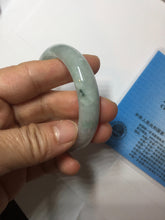Load image into Gallery viewer, 52mm certified natural 100% natural Type A green white with green flying flowers oval jadeite jade bangle PB109-2439