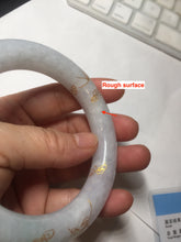 Load image into Gallery viewer, 59.2mm Certified 100% Natural type A light green/purple carved and golden-painted chubby round cut Jadeite Jade bangle PA167-4923