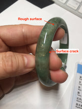 Load image into Gallery viewer, 55.5mm Certified Type A 100% Natural dark green/gray Jadeite Jade bangle D156-5371