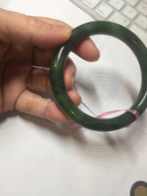 Load image into Gallery viewer, 58.5mm 100% Natural dark green nephrite Jade (碧玉) round cut bangle G39