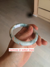 Load image into Gallery viewer, 55.5mm certificated Type A 100% Natural light green/white with green floating flowers Jadeite Jade bangle AM82-1632