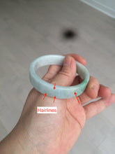 Load image into Gallery viewer, 52.8mm Certified type A 100% Natural sunny green/white square Jadeite Jade bangle BF63-4716