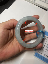 Load image into Gallery viewer, 56.3mm certified 100% natural type A icy watery white light green chubby jadeite jade bangle AH97-0549