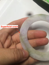 Load image into Gallery viewer, 58mm certified Type A 100% Natural green/purple/yellow flat style Jadeite jade bangle C89-2