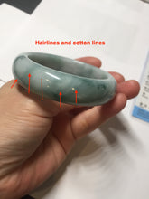 Load image into Gallery viewer, 53mm certified 100% natural Type A green white with green floating flowers chubby jadeite bangle PB241-9548