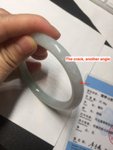 Load image into Gallery viewer, 56mm certified 100% natural type A icy watery white/light green round cut jadeite jade bangle BH83-9114