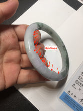 Load image into Gallery viewer, 58mm certificated Type A 100% Natural light green purple with green floating flowers Jadeite Jade bangle AS83-3016