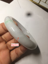 Load image into Gallery viewer, 57mm certified Type A 100% Natural sunny green/white Jadeite Jade bangle AC72-1479