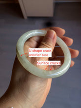 Load image into Gallery viewer, 55mm Certified type A 100% Natural icy watery light green/white round cut Jadeite bangle BG72-0420