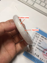 Load image into Gallery viewer, 55.6mm certified 100% natural Type A icy watery light purple white slim jadeite jade bangle BP16-2698