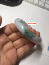Load image into Gallery viewer, 52mm certified type A 100% Natural green/white oval jadeite jade bangle BK125-0256