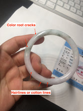 Load image into Gallery viewer, 56mm certified 100% natural type A light green/purple with green fly flowers round cut jadeite jade bangle BN56-3113