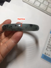 Load image into Gallery viewer, 56.8mm Certified 100% natural Type A oily dark green/gray (老油青) jadeite jade bangle PA78-6284