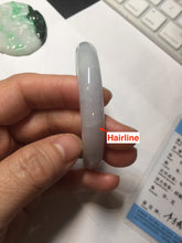 Load image into Gallery viewer, 51.5mm certified Type A 100% Natural icy watery light green purple oval Jadeite Jade bangle AU28-8536