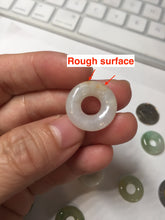 Load image into Gallery viewer, 16-19mm Type A 100% Natural icy watery sunny green white yellow Jadeite Jade safety Guardian ring bead set F134