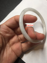 Load image into Gallery viewer, 55.6mm 100% natural Type A icy watery light green white slim round cut jadeite jade bangle AD113-8104