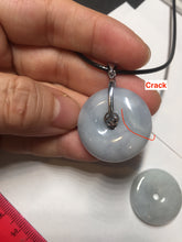 Load image into Gallery viewer, 100% natural type A purple/gray/green jadeite jade safety donut pendant necklace AF25