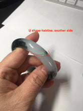 Load image into Gallery viewer, 54.3mm Certified Type A 100% Natural icy watery dark green/white//black Jadeite Jade bangle BM8-8573