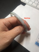 Load image into Gallery viewer, 58mm certified 100% natural type A light green/purple with green fly flowers round cut jadeite jade bangle BN55-3123