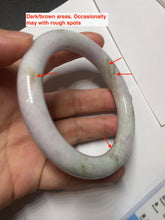 Load image into Gallery viewer, 58.5mm Certified Type A 100% Natural light green/sunny green/brown/black chubby round cut Jadeite bangle PD86-1096