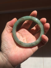 Load image into Gallery viewer, 57.2mm certified Type A 100% Natural icy watery dark green gray Jadeite Jade bangle PC14-0371