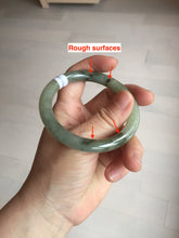 Load image into Gallery viewer, 54.5mm Certified type A 100% Natural light green dark green floating seaweed slim round cut Jadeite bangle PC59-6609