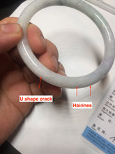 Load image into Gallery viewer, 57mm certified 100% natural type A light green/purple/yellow(FU LU SHOU) with green fly flowers round cut jadeite jade bangle BN54-3124