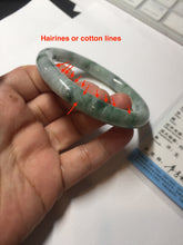 Load image into Gallery viewer, 56mm certified 100% natural Type A light green/white with green floating flowers round cut jadeite jade bangle BS92-6607