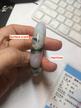 Load image into Gallery viewer, 54.8mm certified 100% natural Type A light purple dark green jadeite jade bangle E141-3921