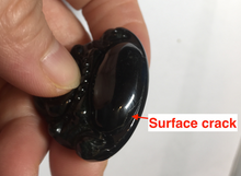 Load image into Gallery viewer, 100% Natural dark green/black jadeite jade(Mocui, 墨翠) happy buddha Pendant/handhold worry stone BL138
