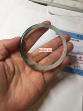 Load image into Gallery viewer, 55.3mm Certified type A 100% Natural icy watery dark green white half mountain half water two-tone(半山半水) slim round cut Jadeite bangle BG218-8579