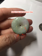Load image into Gallery viewer, 29.8mm Type A 100% Natural suny green purple yellow(FU LU SHOU, 福禄寿) Jadeite Safety Guardian Button donuts pendant PD185