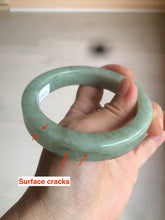 Load image into Gallery viewer, 59.5mm certified type A 100% Natural light green/gray chubby square style Jadeite Jade bangle AZ38-1505