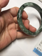 Load image into Gallery viewer, 59.5mm Certified Type A 100% Natural dark green gray black camouflage color Jadeite bangle PD139-6273