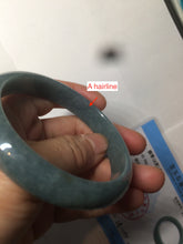 Load image into Gallery viewer, 59mm Certified Type A 100% Natural light blue/gray Guatemala Jadeite bangle Y134-6420