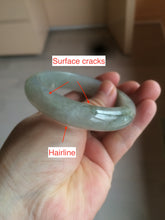 Load image into Gallery viewer, 53.5mm certified 100% natural Type A icy watery green/gray jadeite jade bangle AF86-0223