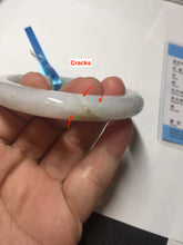 Load image into Gallery viewer, 56.5mm certified 100% natural type A white/light green white purple jadeite jade bangle AH104-0524