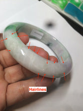 Load image into Gallery viewer, 57.6mm Certified 100% natural Type A sunny green/white/purple jadeite jade bangle AH87-4126