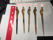 Load image into Gallery viewer, 100% Natural Buffalo Horn carved flowers/bamboo/Auspicious Clouds/love bird stick hairpin CB81 (Add-on item! not for sale individually)