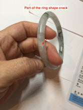 Load image into Gallery viewer, 58.5mm certificated Type A 100% Natural icy watery light green/white with dark green floating flowers Chinese ink painting round cut Jadeite Jade bangle PB126-7352